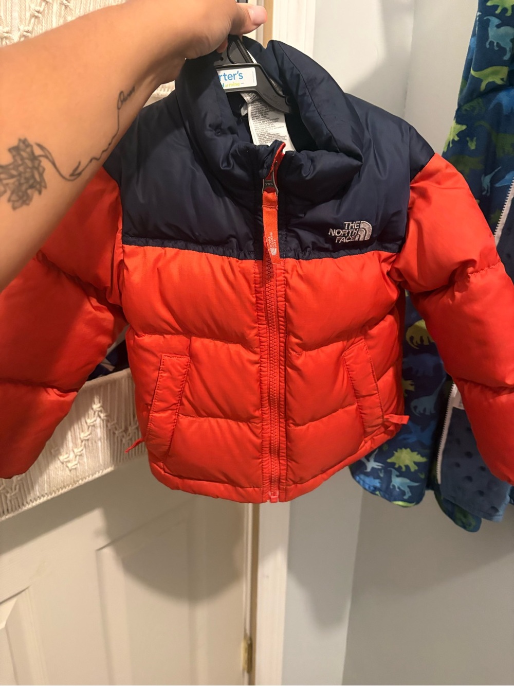 The North Face Red and Navy Kids Puffer Coat